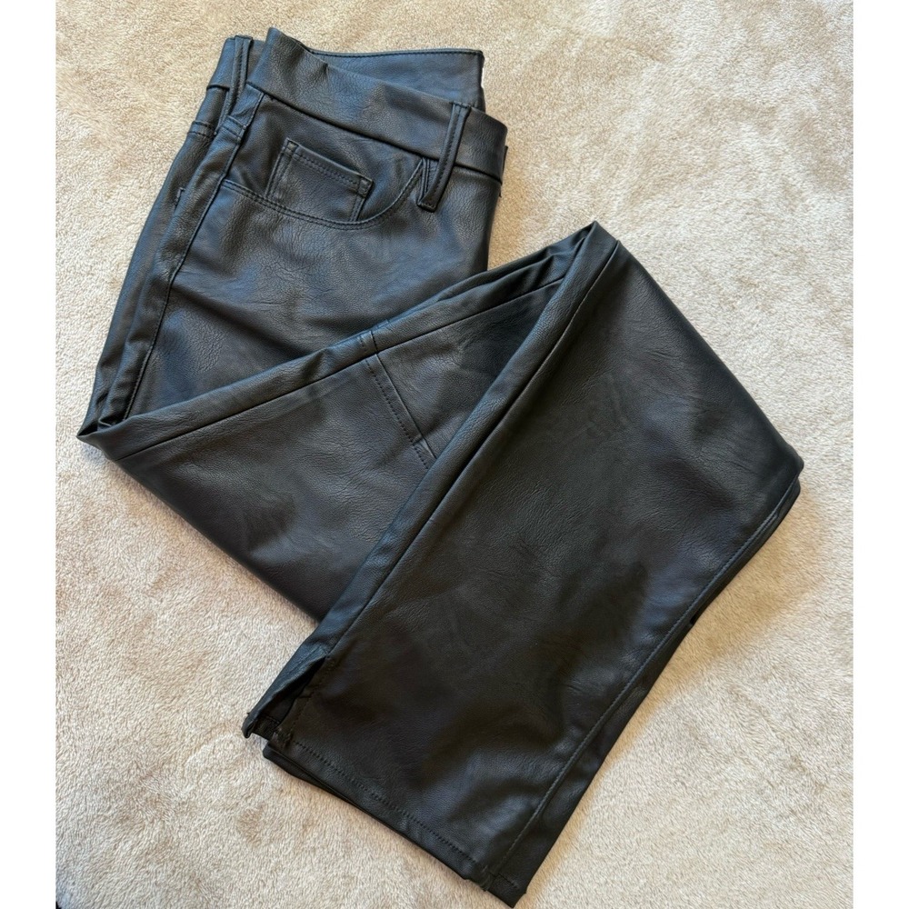 NWOT Good American Better Than Leather Good Boy Faux Leather Pants Black Size 8